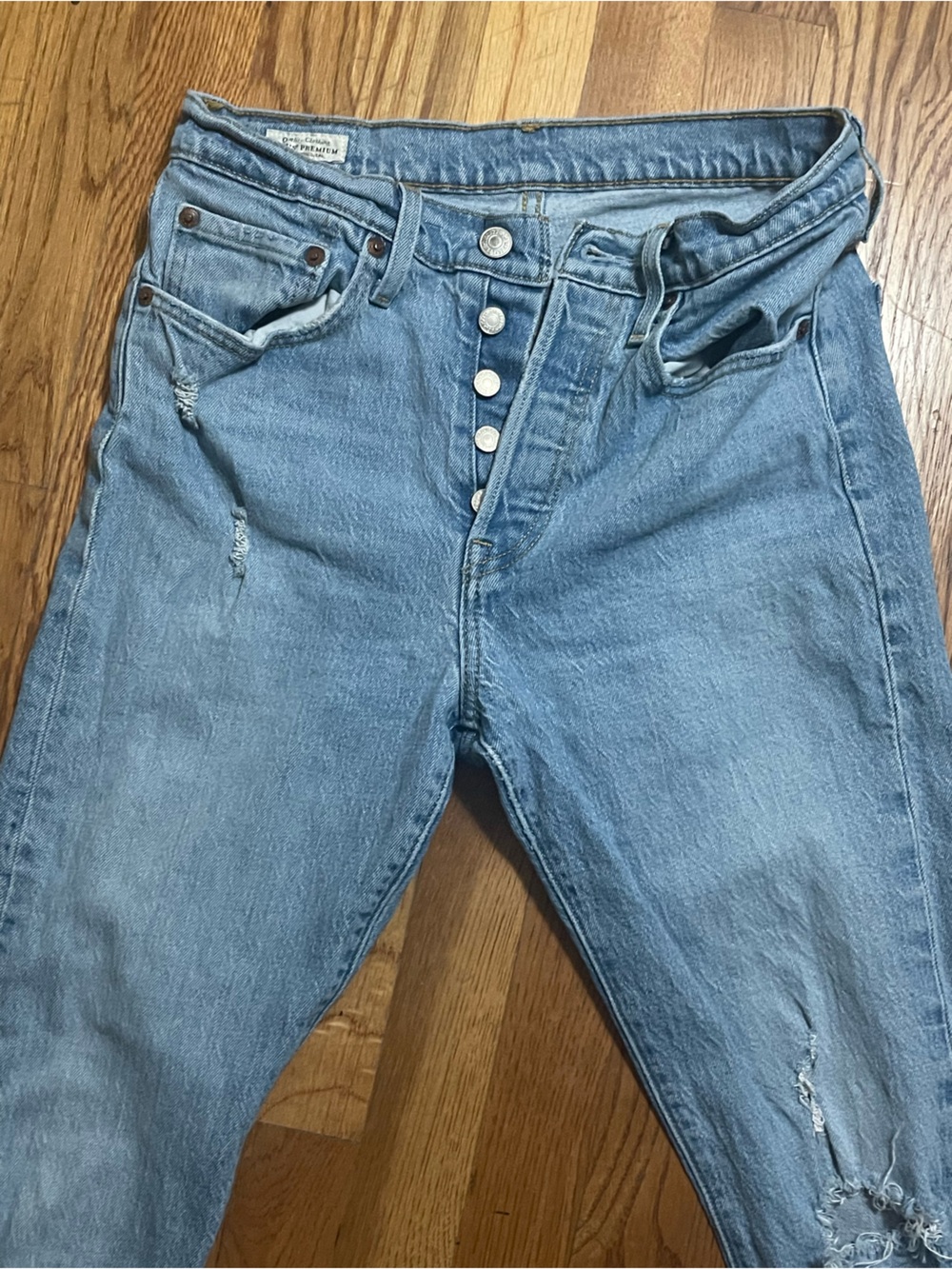 Levi's 501 Skinny High Rise Distressed Light Wash Jeans W27 L28